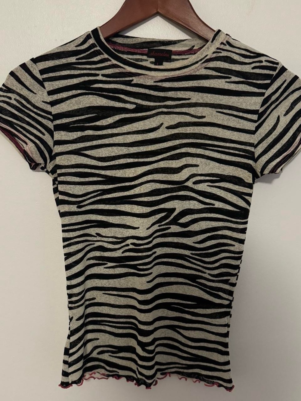 Girls Zebra Print Short Sleeve Top - Black & Cream
